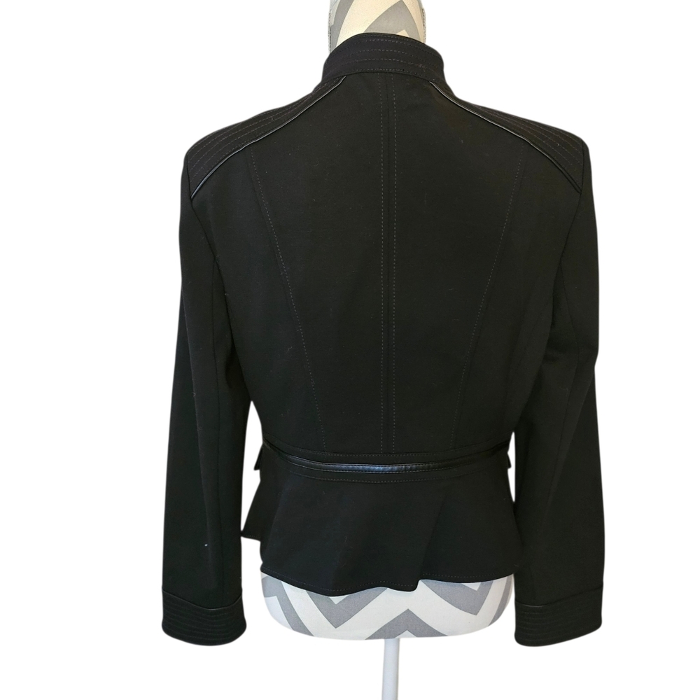 WHBM Military Trophy Blazer Jacket Black Faux Leather Trim Size 12 - Picture 5 of 8